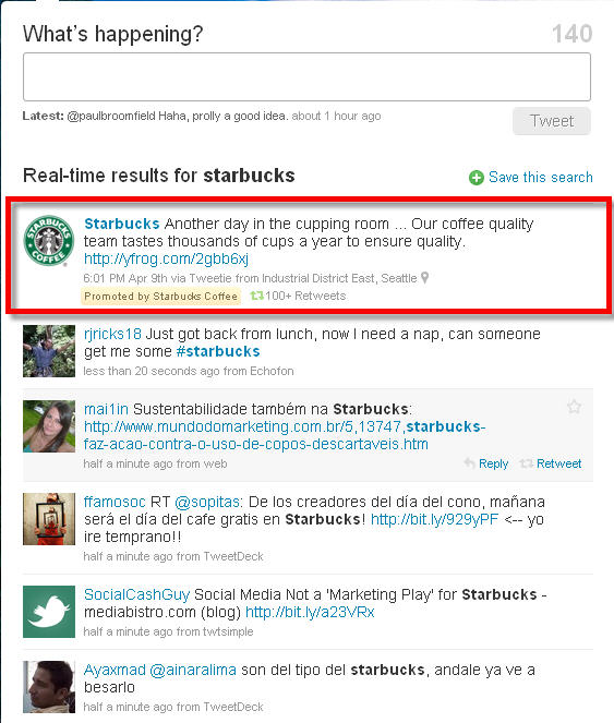 Starbucks Promoted Ads