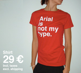 arial type font shirt