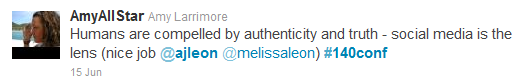 Tweet from @AmyAllStar, #140conf 2011 NYC
