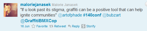 Tweet from @MalorieJanasek, #140conf 2011 NYC