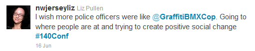 Tweet from @nwJerseyLiz, #140conf 2011 NYC
