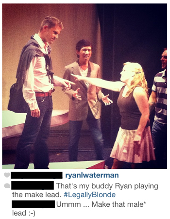 opening-night-photo-instagram ryan waterman and victoria mccarthy in legally blonde the musical