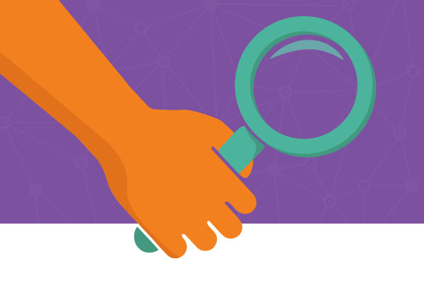 A drawing of a hand with a magnifying glass showing micro-management