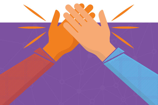 A drawing of two arms giving each other a high five