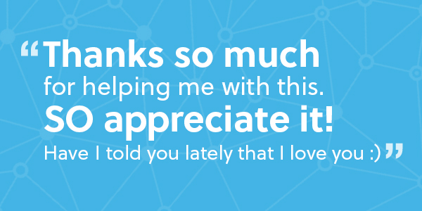 A quote showing client trust on a blue background