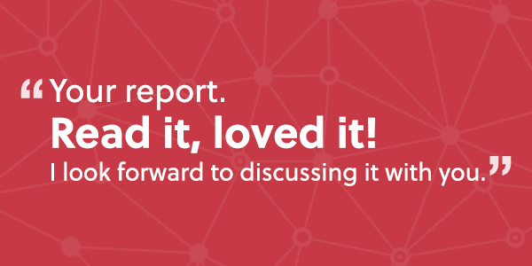 A quote in response to a website audit reports on a red background