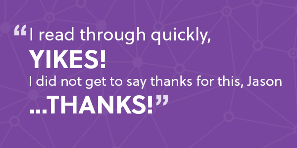 A quote in response to a website audit report on a purple background