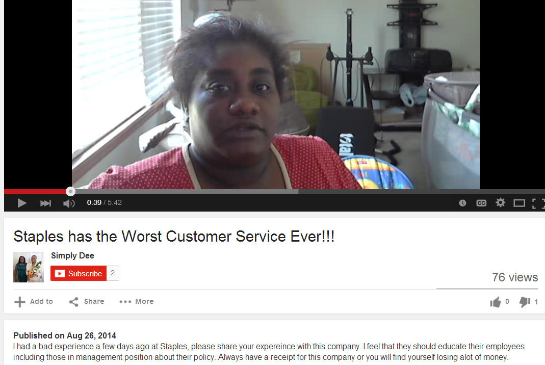 Customer reviews by video to address with reputation management for Staples