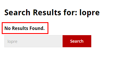 no search results found box