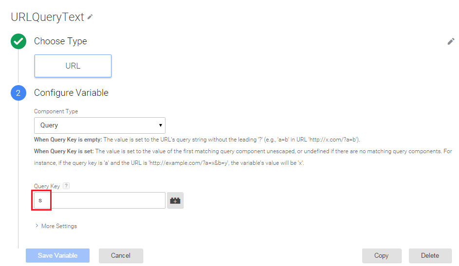 url query text tag manager variable