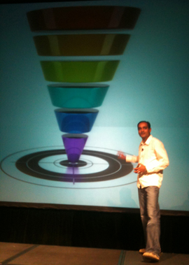 Avinash Kaushik sharing his approach to horizontal and vertical funnels