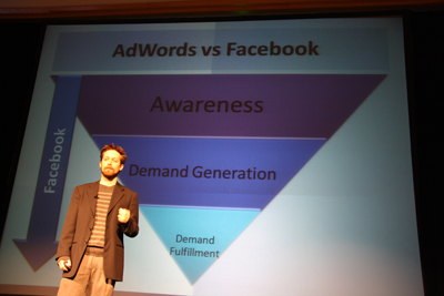 Brian Carter going into details on comparing AdWords to Facebook ads